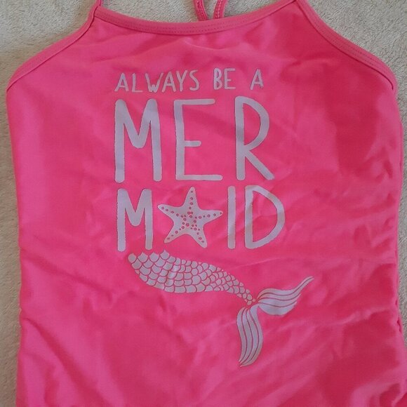Wonder Nation Girl's Size M (7-8) Pink Always Be A Mermaid One Piece Swim Suit - Picture 3 of 8